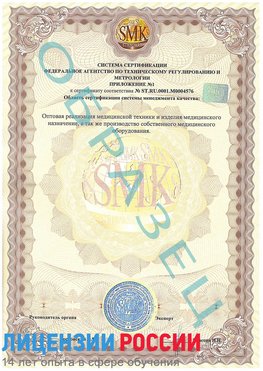 Образец сертификата соответствия (приложение) Волхов Сертификат ISO 13485